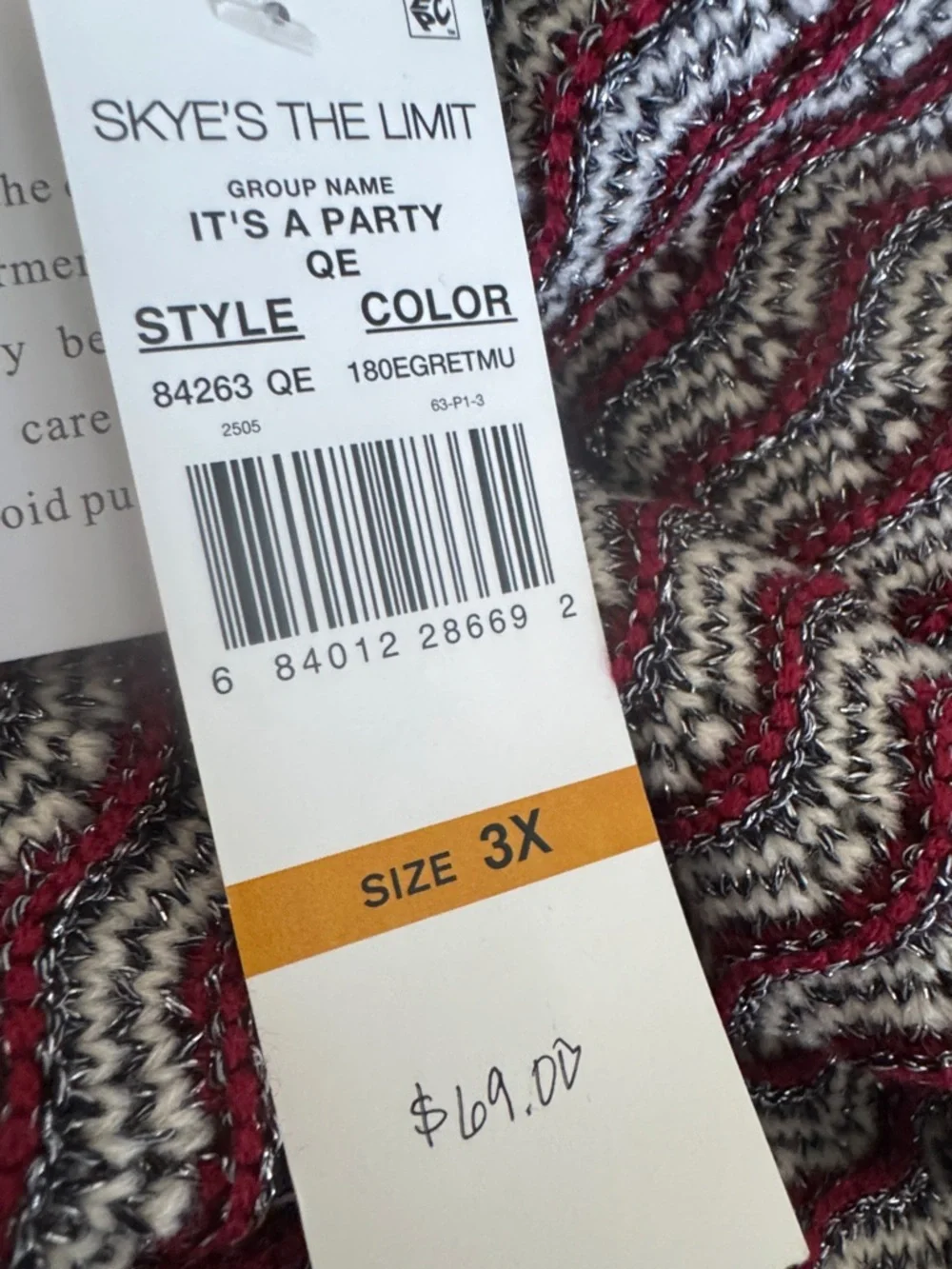 Skye's the Limit Red, Gray and White Wave Stripe Crew Sweater